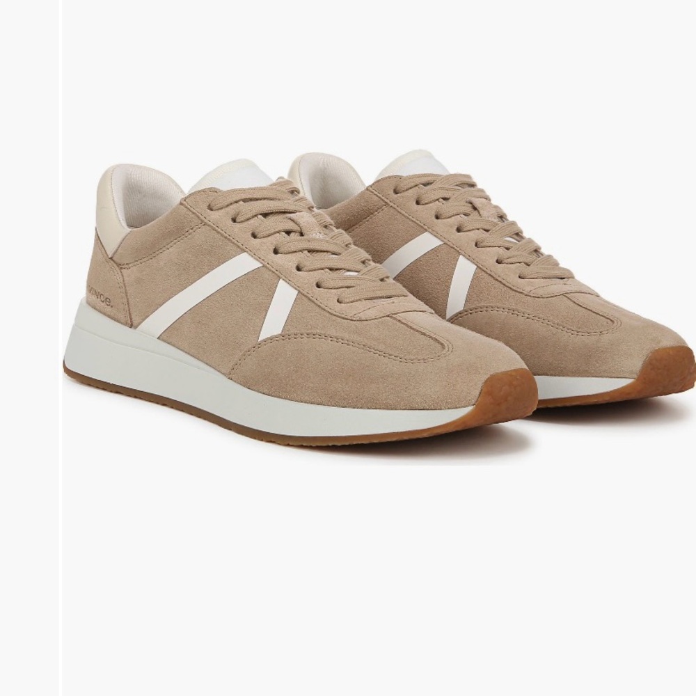 Vince O’Hara Beige Suede Sneakers with White Details, size 7, New! Never worn!